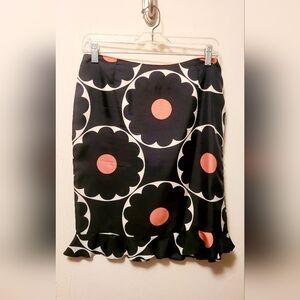 Stylish Silk Black and Pink Floral Skirt